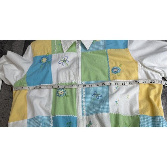 Alfred Dunner Jacket Womens 14 Petite Zip Lined‎ Embellished Patchwork Pockets - Picture 10 of 10